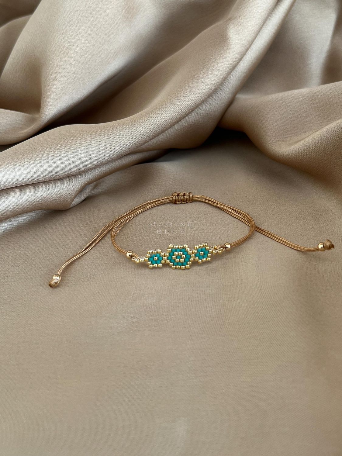Solo Triple Evil Eye Handmade Bracelet - Beaded Bracelet, Color: Arctic Rust