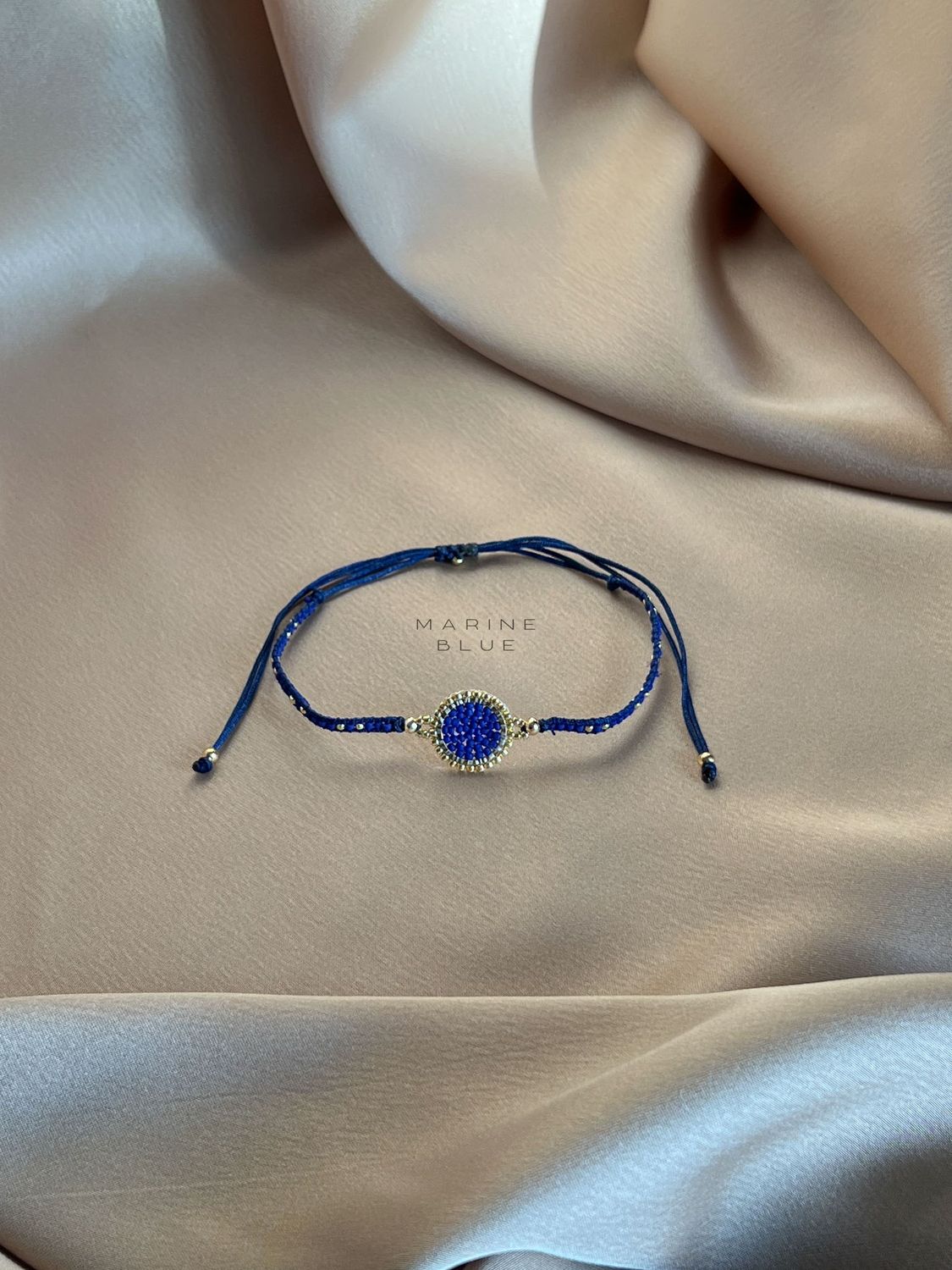 Sunflower Handmade Bracelet - Beaded Bracelet, Color: Navy Daisy
