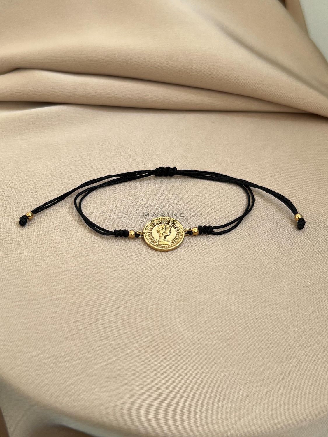 Edge Queen Handmade Bracelet - Charm Bracelet, Color: Nocturnal Black, Plating: Gold