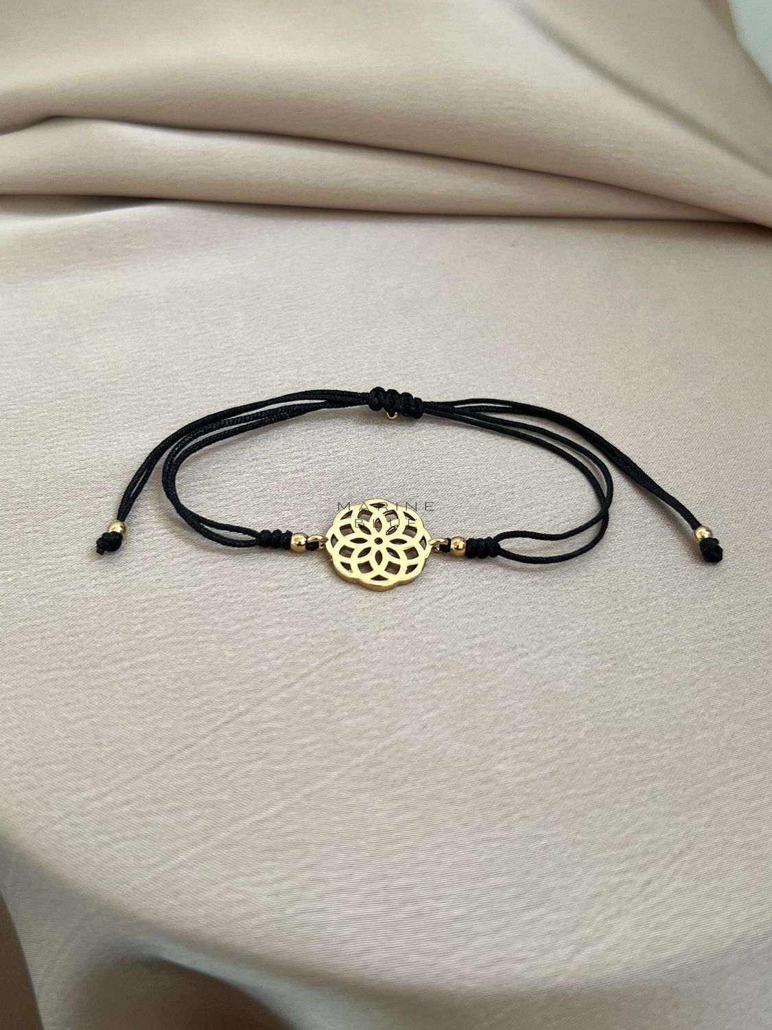 Edge Mandala Handmade Bracelet - Charm Bracelet, Color: Nocturnal Black, Plating: Gold