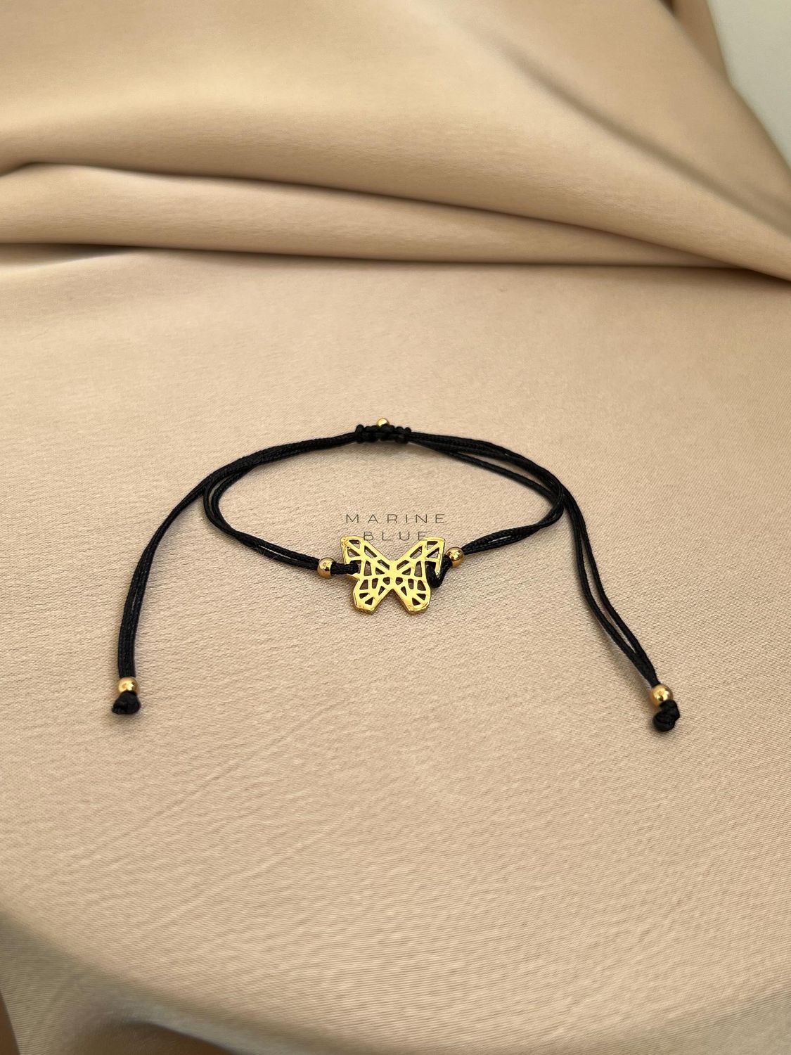 Edge Nabi Handmade Bracelet - Butterfly Charm Bracelet, Color: Nocturnal Black, Plating: Gold