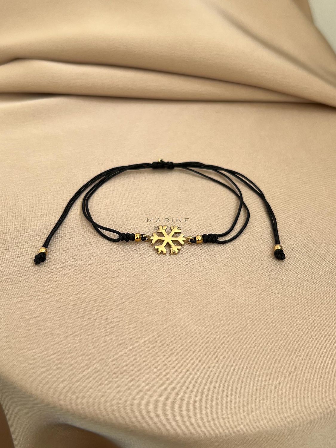 Edge Winter Handmade Bracelet - Snowflake Charm Bracelet, Color: Nocturnal Black, Plating: Gold