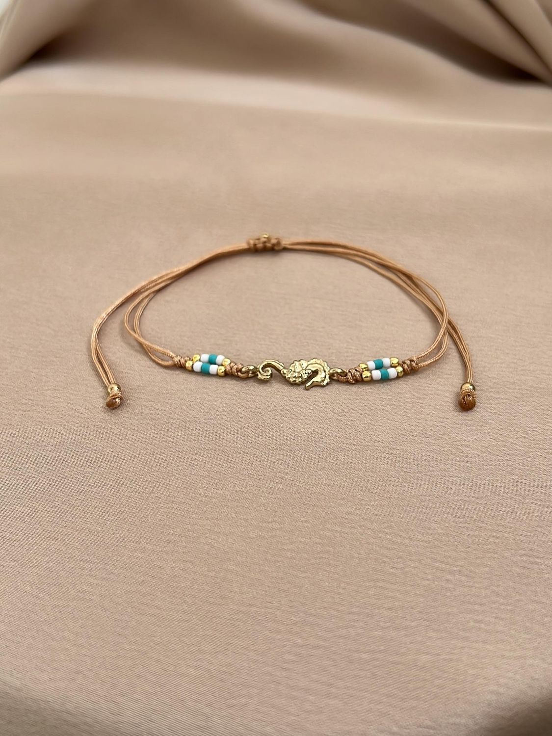 Runes Seahorse Handmade Bracelet - Charm Bracelet, Color: Arctic Rust