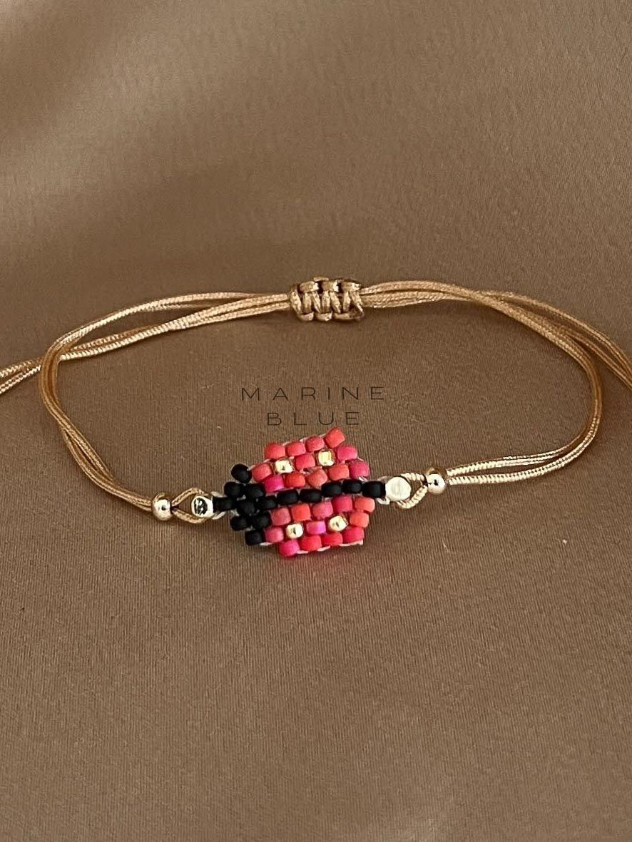 Animes Ladybird Handmade Bracelet - Knitted Charm Bracelet