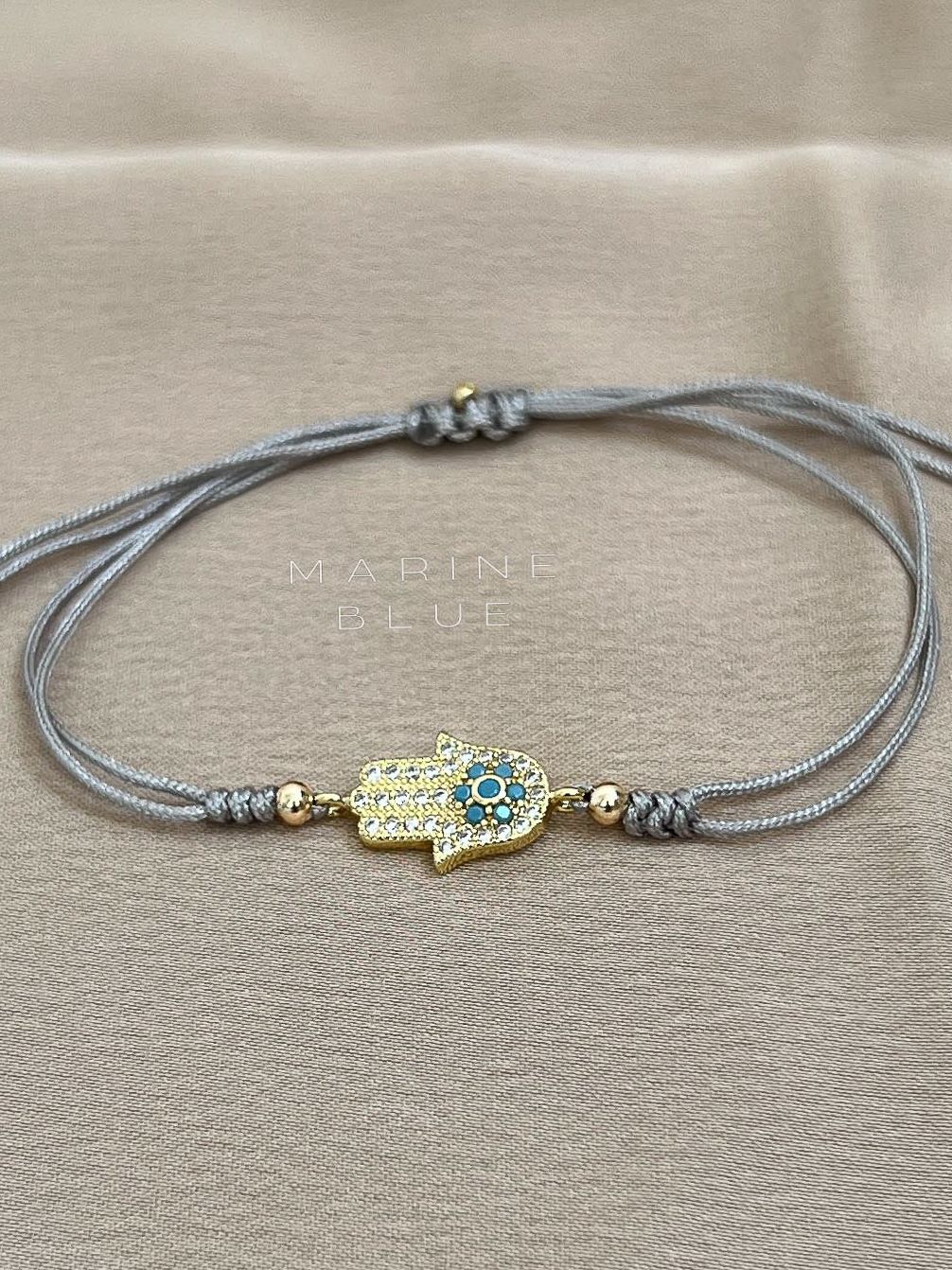 Fatima&#39;s Hand Small Handmade Bracelet - Charm Bracelet, Color: Misty Moon
