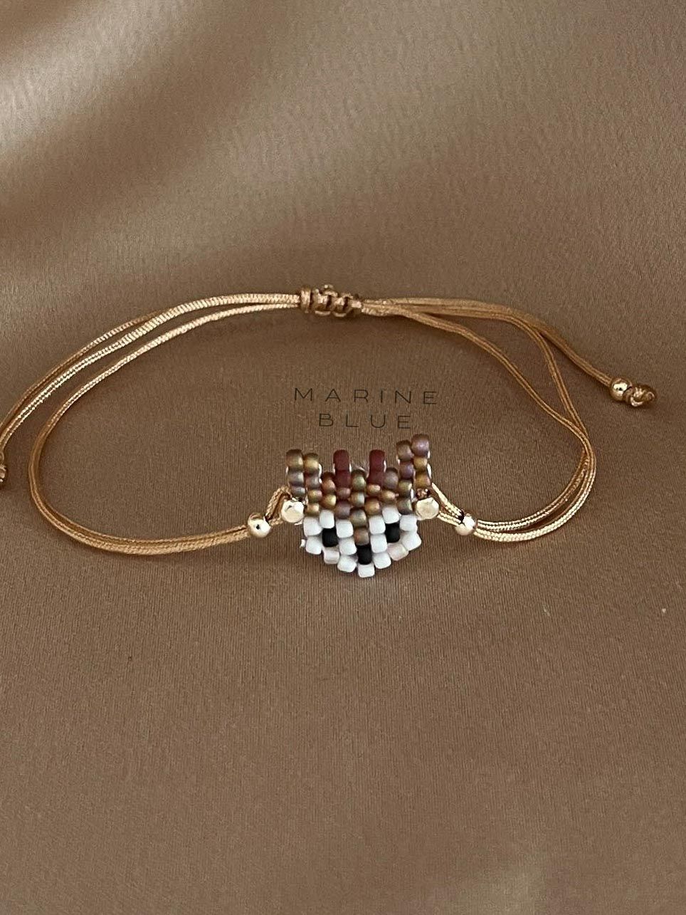 Animes Deer Handmade Bracelet - Beaded Charm Bracelet, Color: Hazel