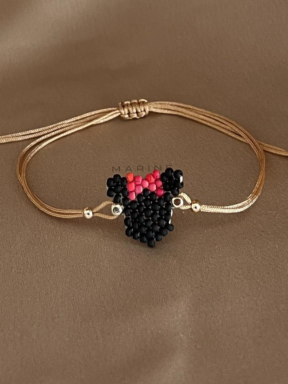 Animes Minnie Mouse Handmade Bracelet - Knitted Charm Bracelet, Color: Hazel
