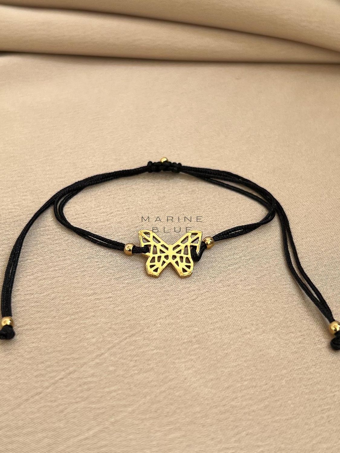 Edge Nabi Handmade Bracelet - Butterfly Charm Bracelet, Color: Nocturnal Black, Plating: Gold