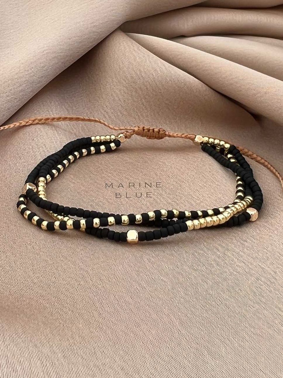 Solo Flex 3 Handmade Bracelet - Beaded Bracelet, Color: Nocturnal Black