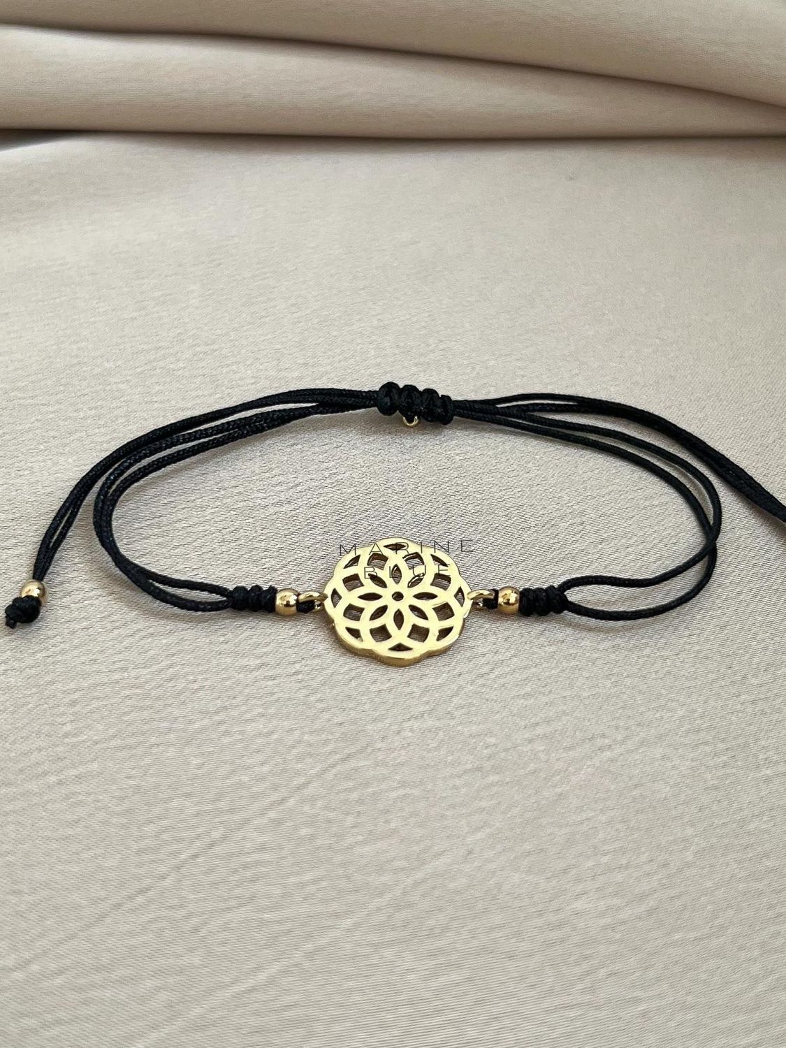 Edge Mandala Handmade Bracelet - Charm Bracelet, Color: Nocturnal Black, Plating: Gold