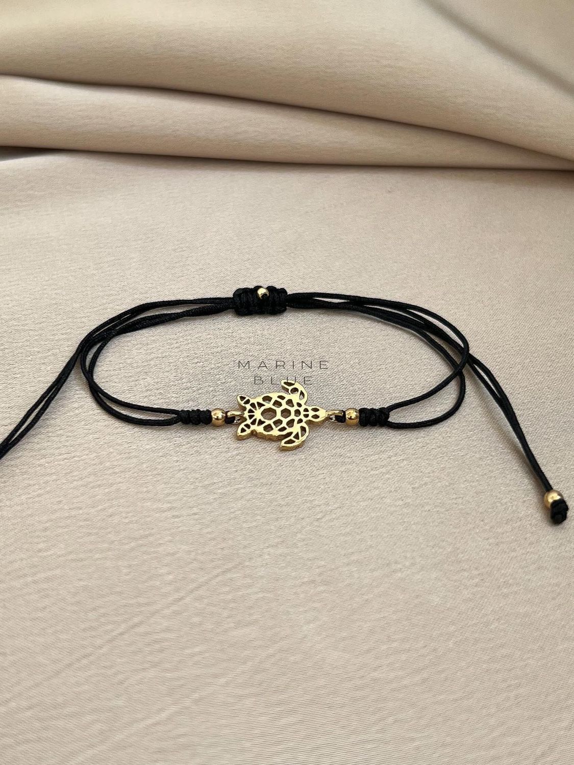 Edge Turtle Handmade Bracelet - Charm Bracelet, Color: Nocturnal Black, Plating: Gold
