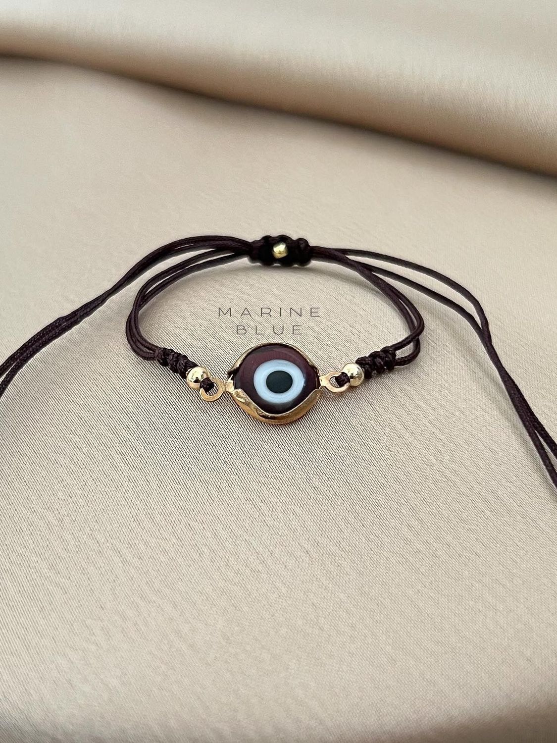 Evil Eye Small Handmade Bracelet - Beaded Bracelet, Color: Cinnamon Latte