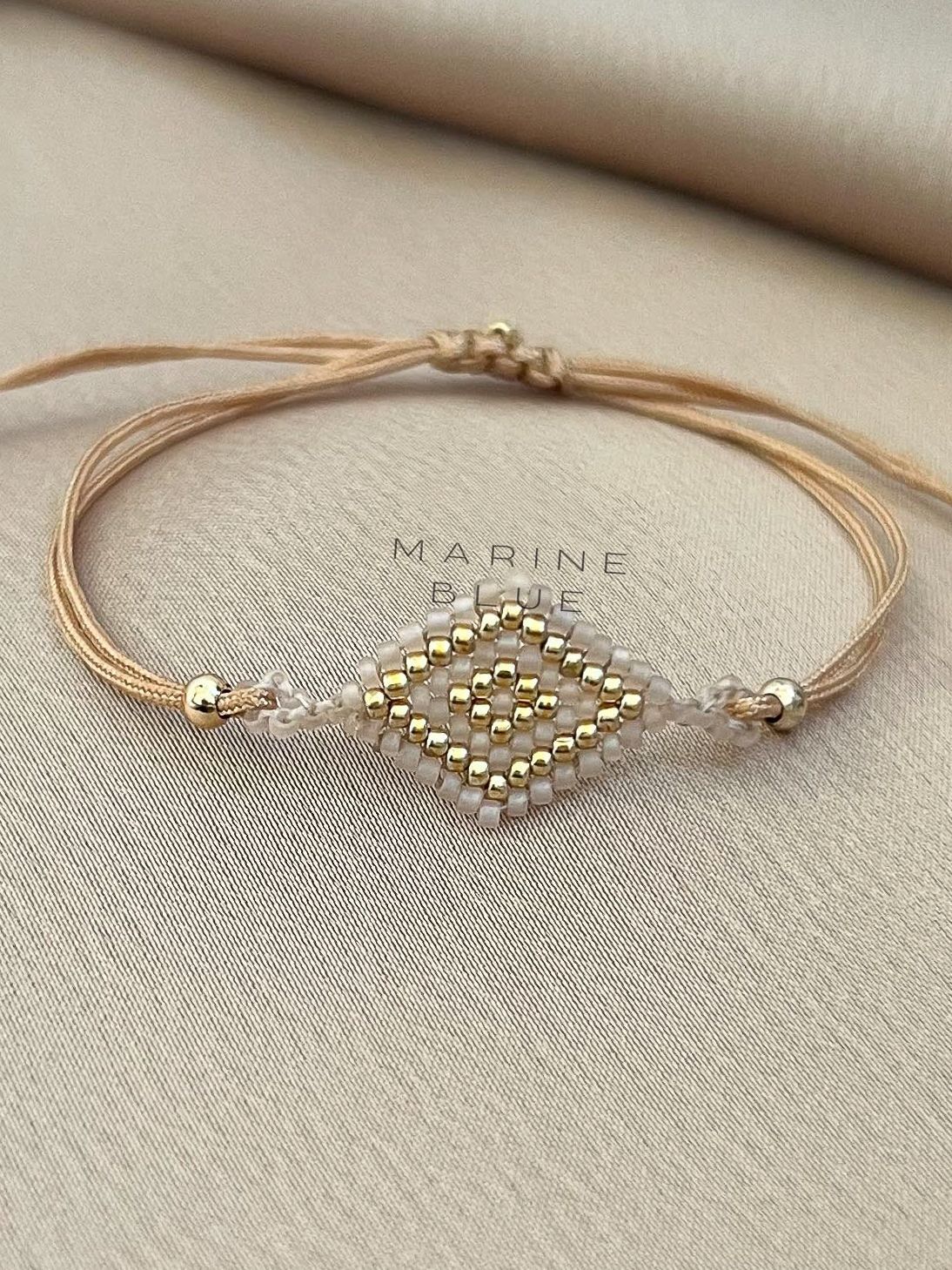 Solo Tile Evil Eye Handmade Bracelet - Beaded Bracelet, Color: Sunset Breeze