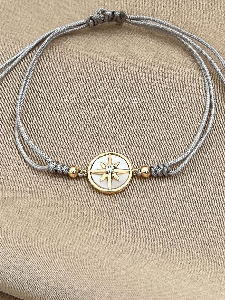 Kuzey Handmade Bracelet - Compass Charm Bracelet, Color: Misty Moon