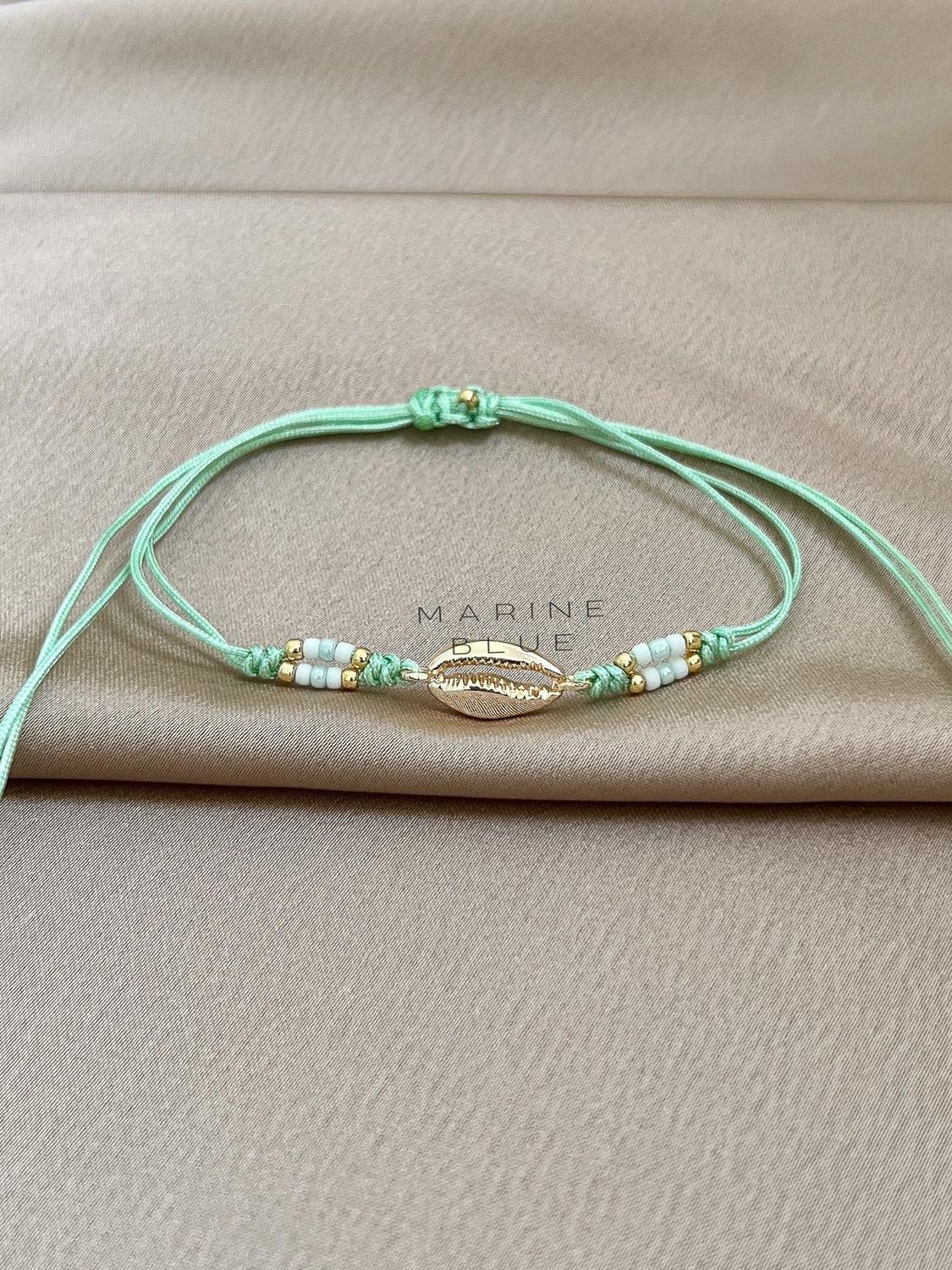 Runes Cowrie Handmade Bracelet - Charm Bracelet, Color: Sapphire