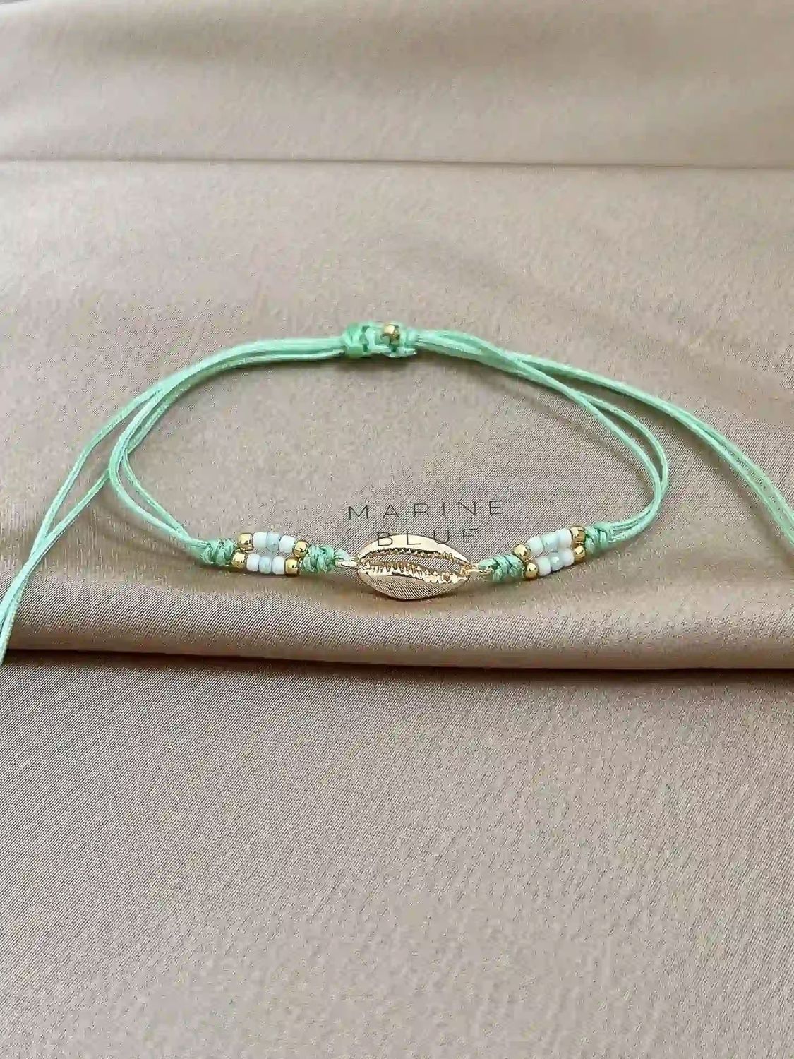 Runes Cowrie Handmade Bracelet - Charm Bracelet, Color: Sapphire