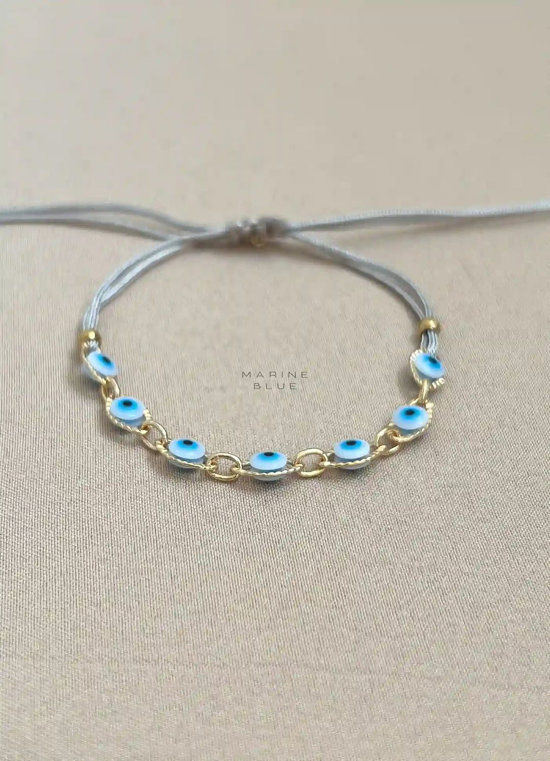 7 Steps Evil Eye Charm Bracelet - Handmade Bracelet, Color: Misty Moon
