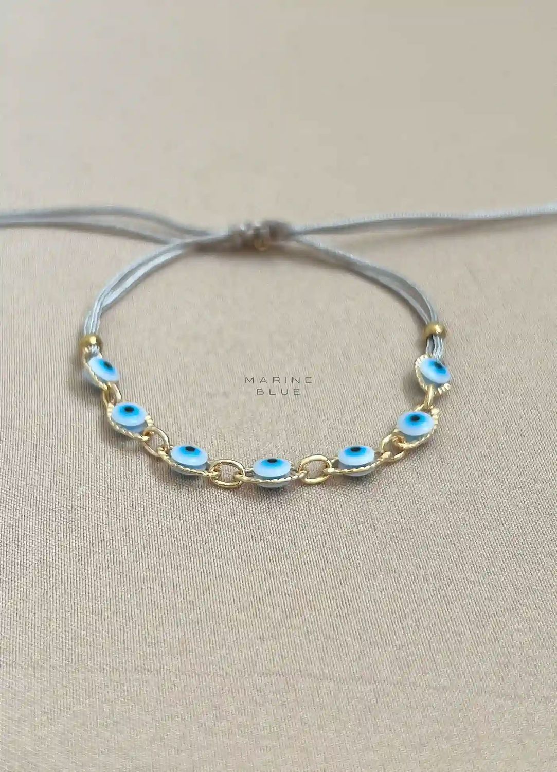 7 Steps Evil Eye Charm Bracelet - Handmade Bracelet, Color: Misty Moon