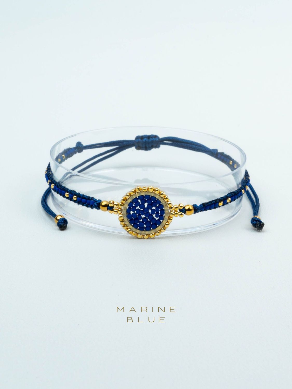 Sunflower Handmade Bracelet - Beaded Bracelet, Color: Navy Daisy