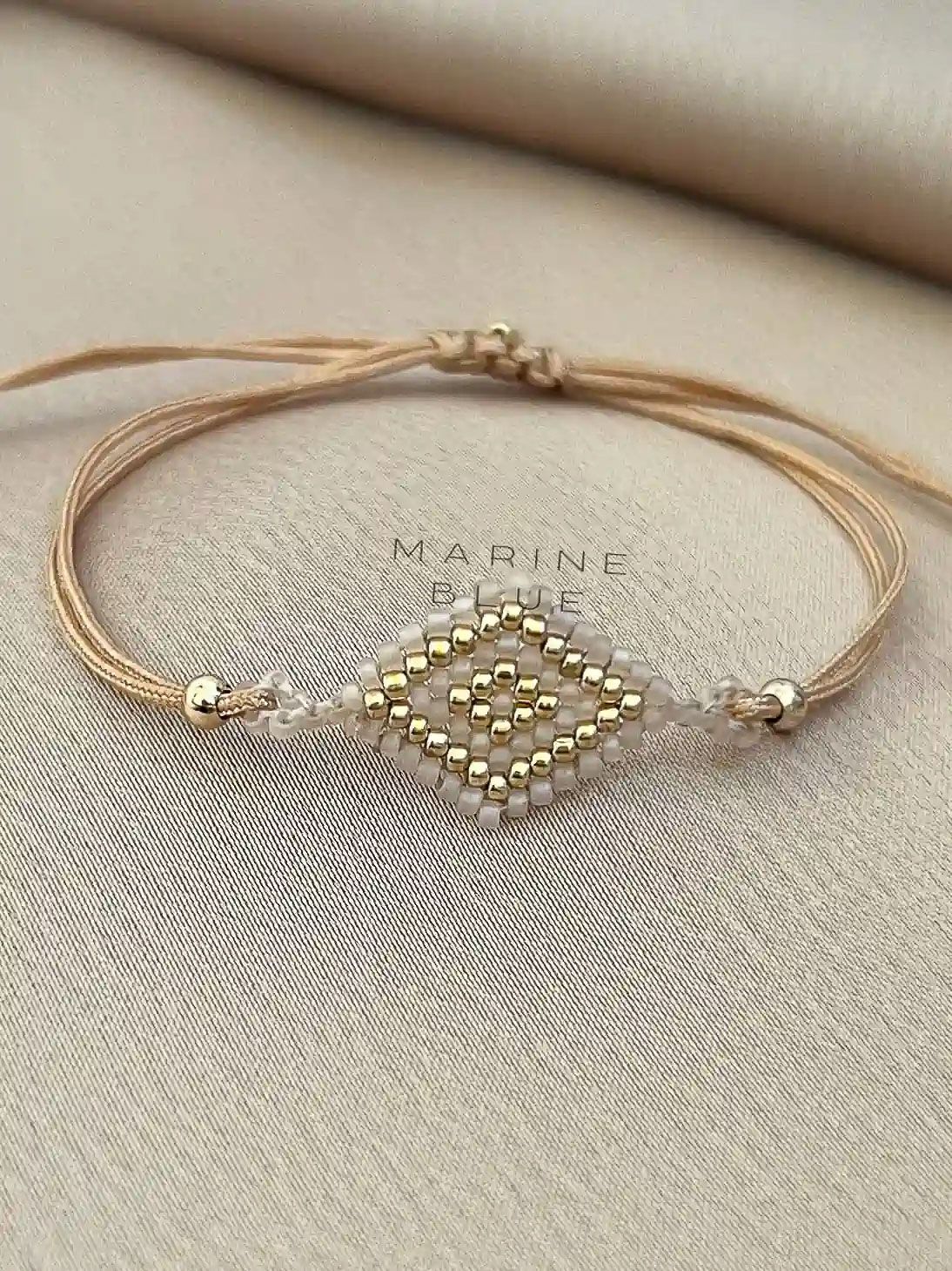 Solo Tile Evil Eye Handmade Bracelet - Beaded Bracelet, Color: Sunset Breeze