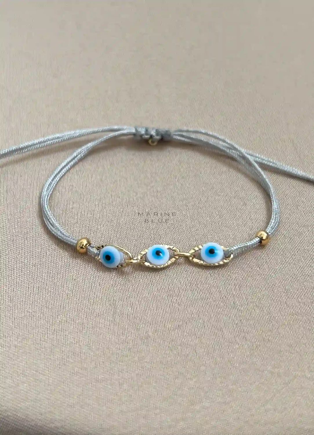 3 Steps Evil Eye Charm Bracelet - Handmade Bracelet, Color: Misty Moon