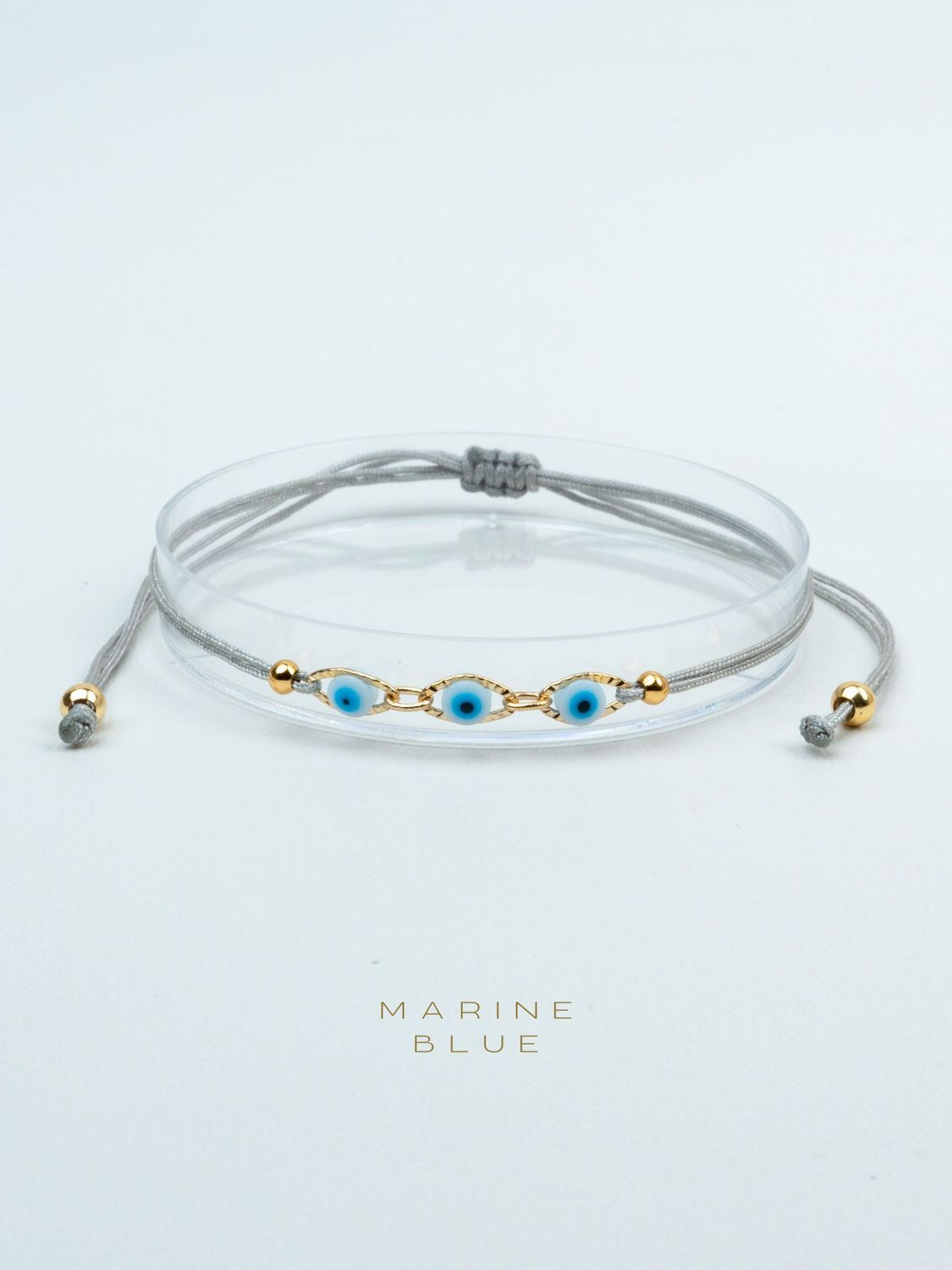 3 Steps Evil Eye Pulsera hecha a mano - Pulsera de charms, Color: Misty Moon