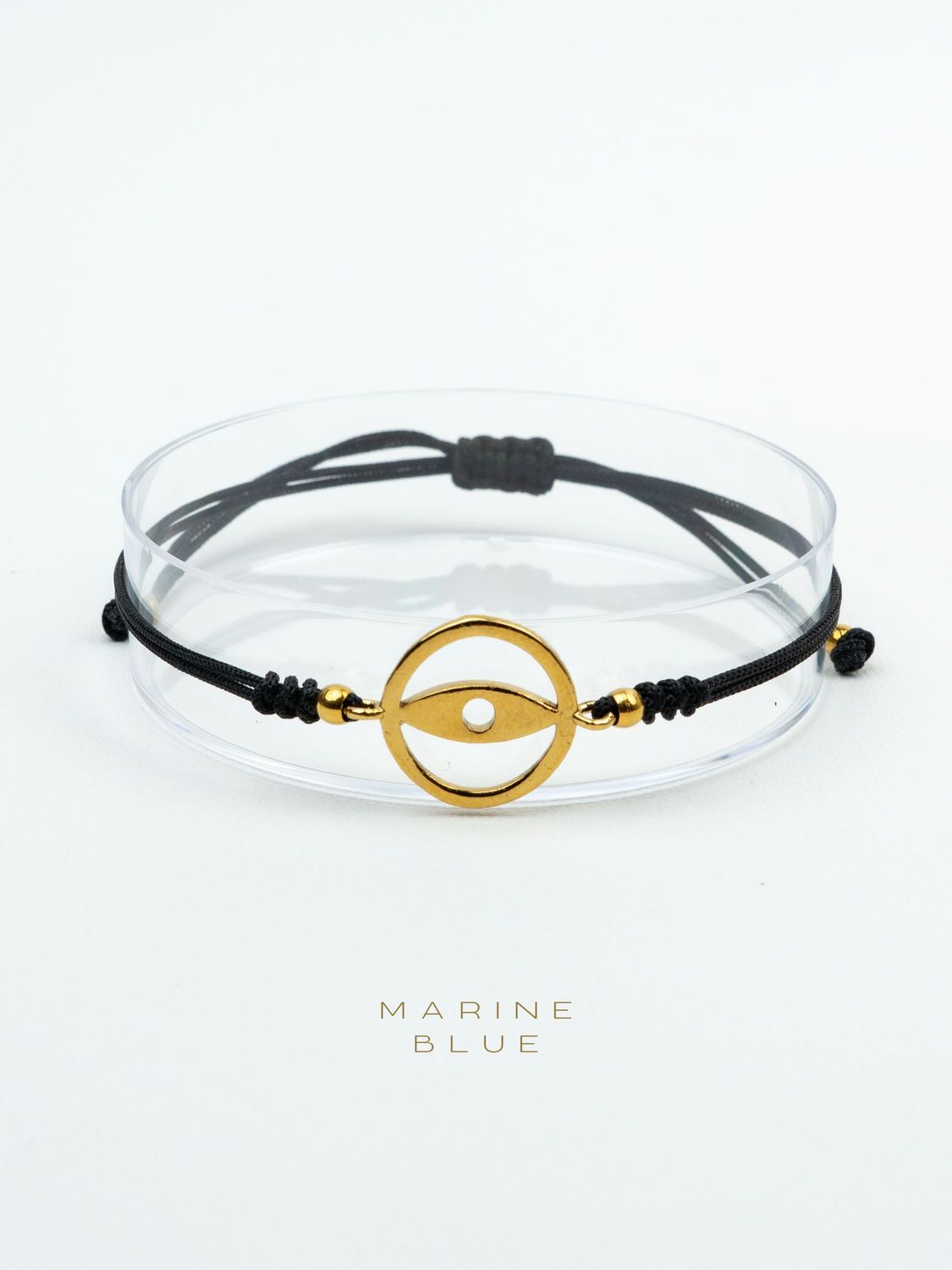 Edge Illusion Handmade Bracelet - Geometric Eye Charm Bracelet, Color: Nocturnal Black, Plating: Gold