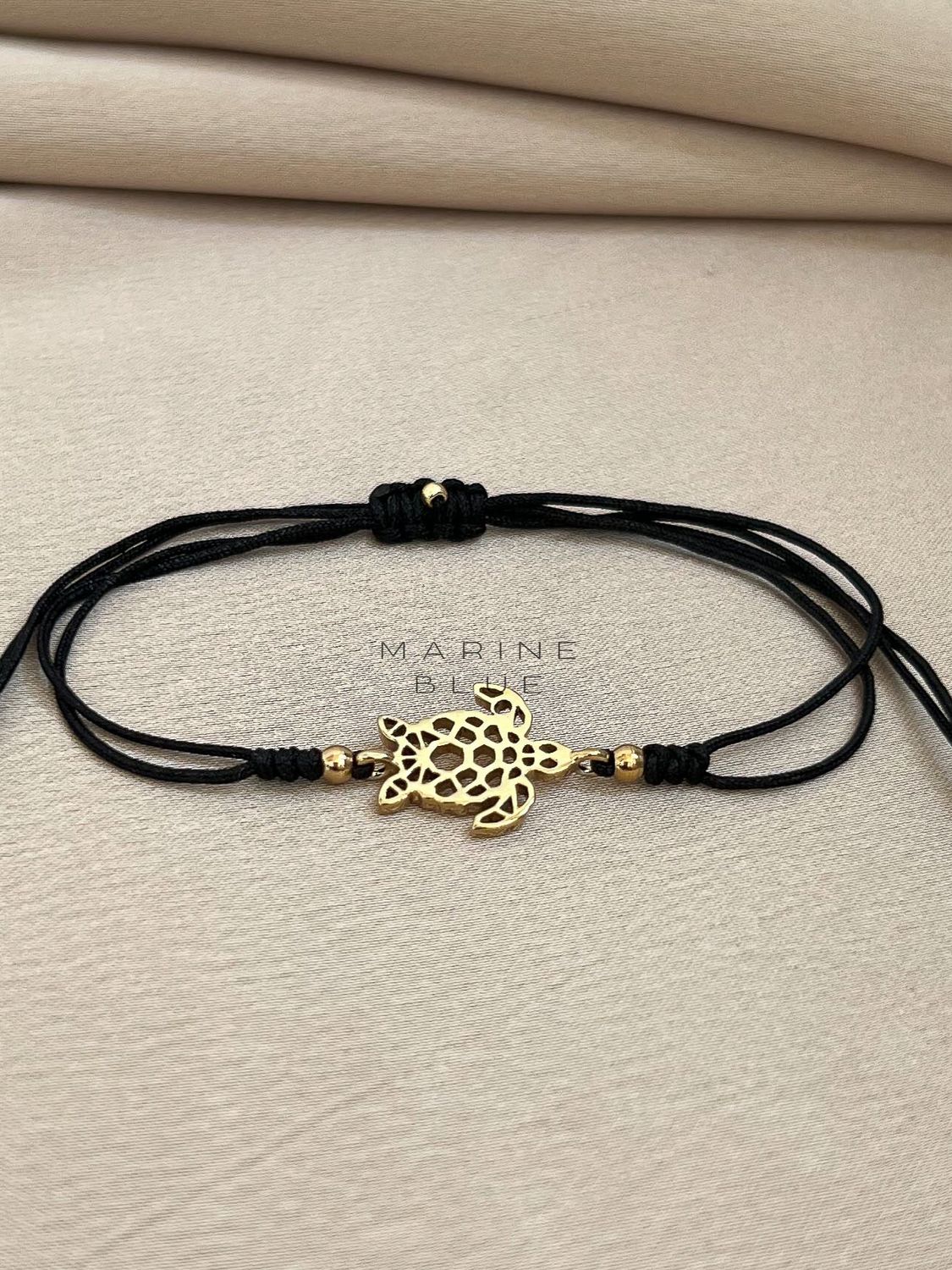 Edge Turtle Handmade Bracelet - Charm Bracelet, Color: Nocturnal Black, Plating: Gold