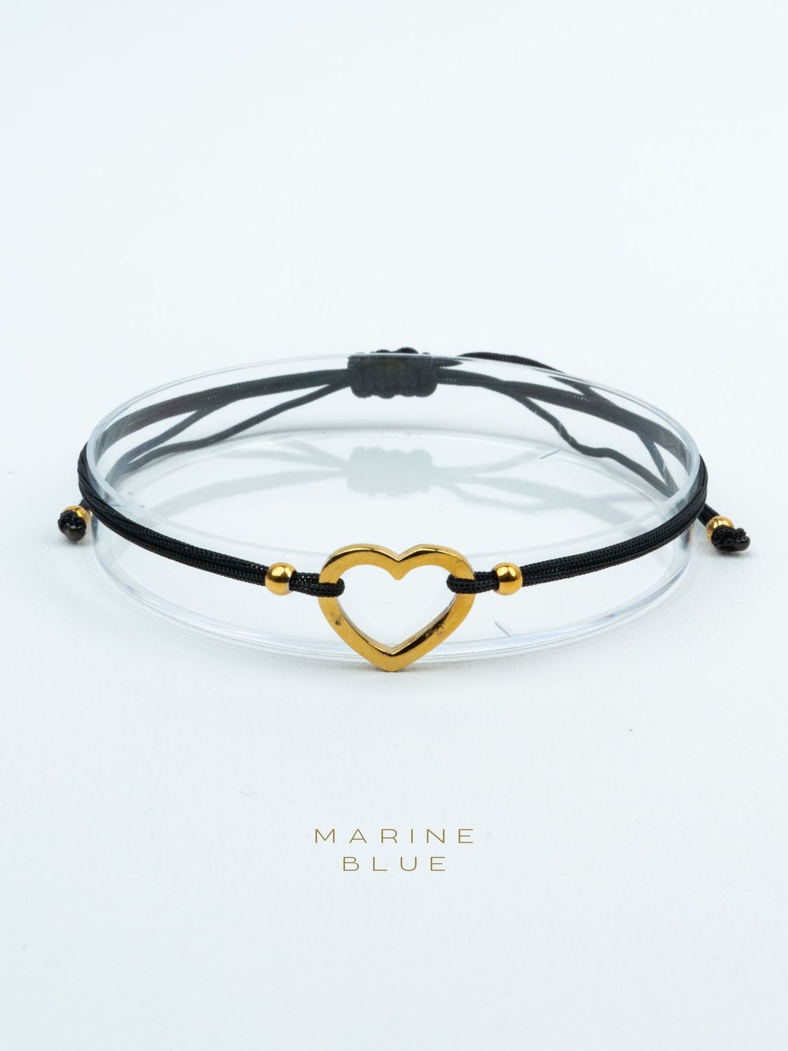 Edge Heart Handmade Bracelet - Charm Bracelet, Color: Nocturnal Black, Plating: Gold