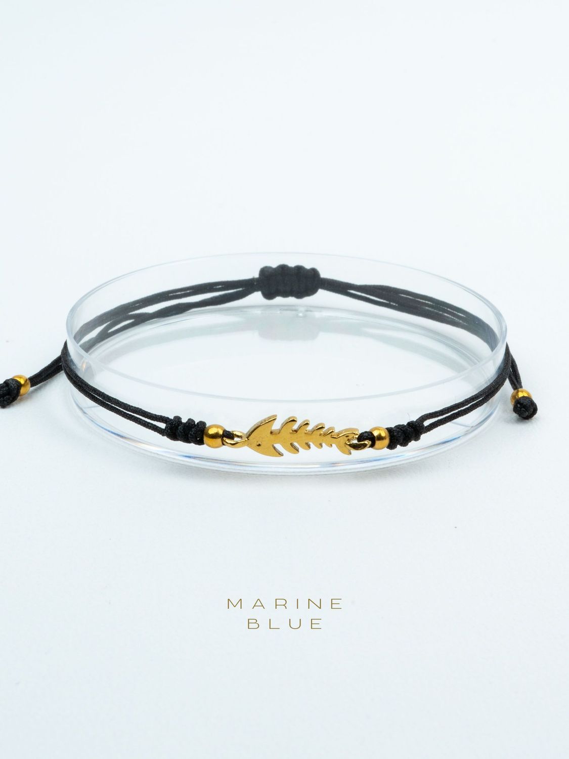 Edge Kaata Bracciale fatto a mano - Bracciale con Charms Pesce, Colore: Nocturnal Black, Plating: Gold