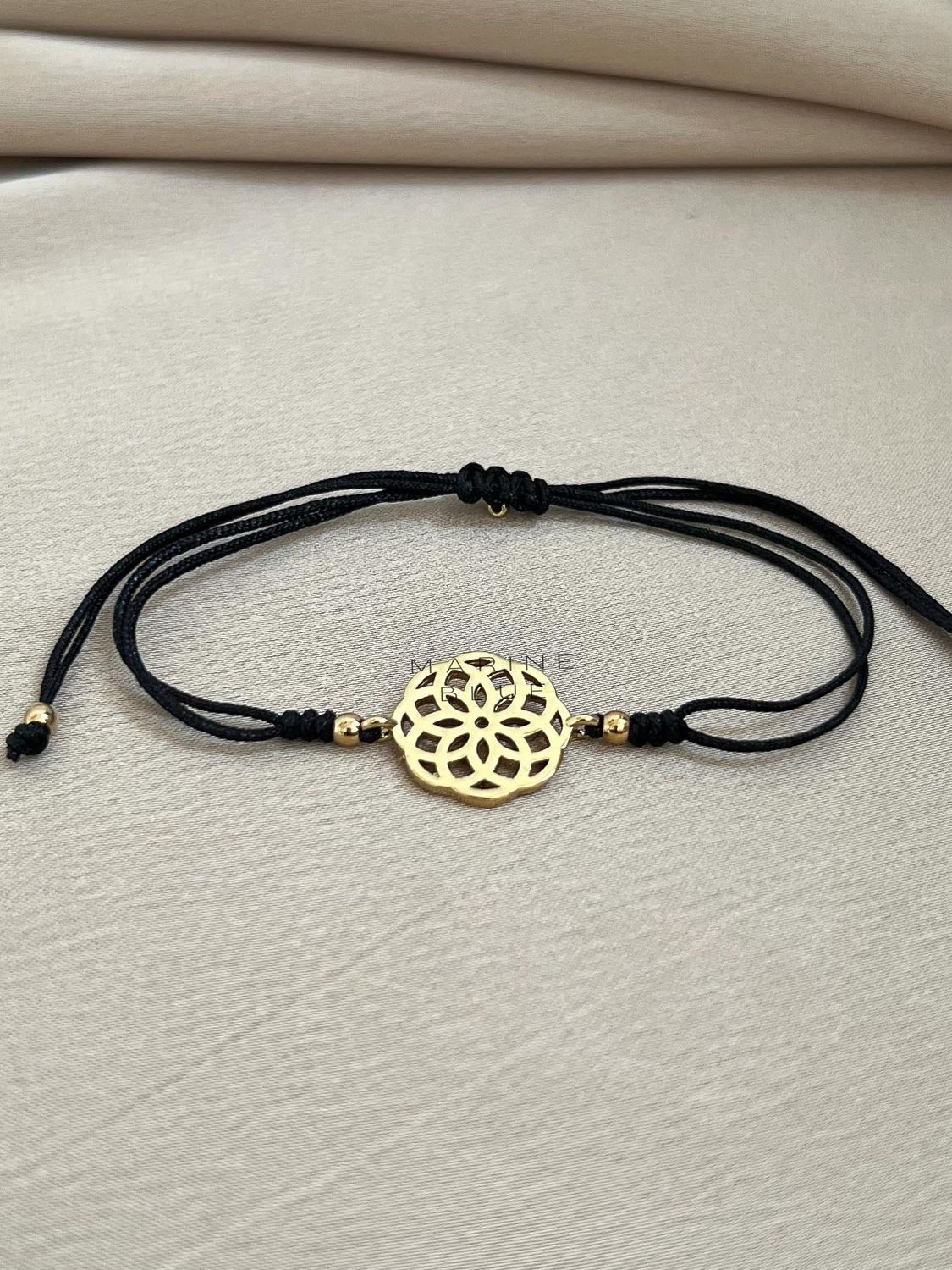 Edge Mandala Handmade Bracelet - Charm Bracelet, Color: Nocturnal Black, Plating: Gold