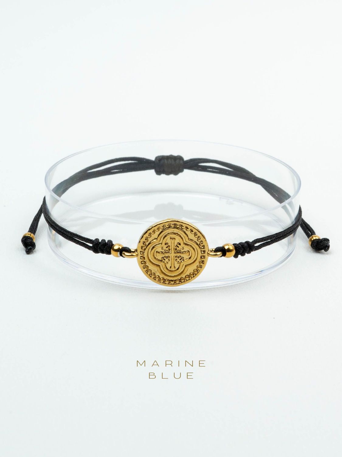 Edge Wish Handmade Bracelet - Coin Charm Bracelet, Color: Nocturnal Black, Plating: Gold