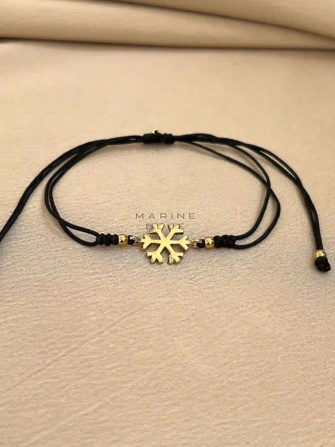 Edge Winter Handmade Bracelet - Snowflake Charm Bracelet, Color: Nocturnal Black, Plating: Gold