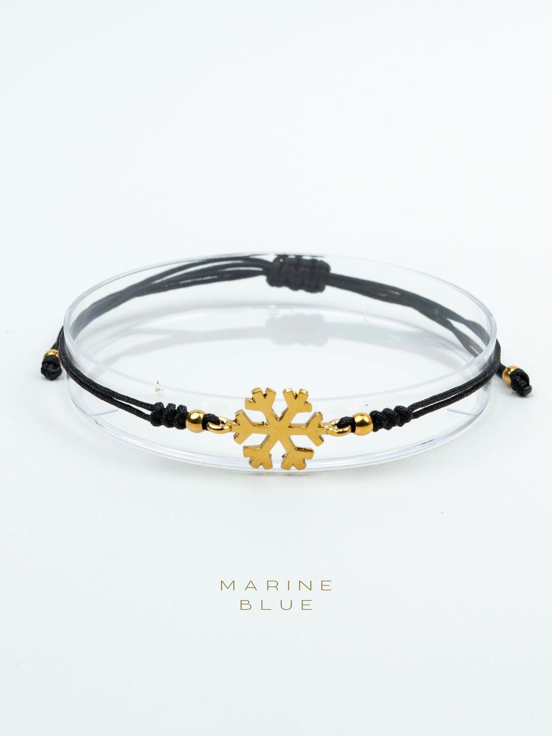 Edge Winter Handmade Bracelet - Snowflake Charm Bracelet, Color: Nocturnal Black, Plating: Gold