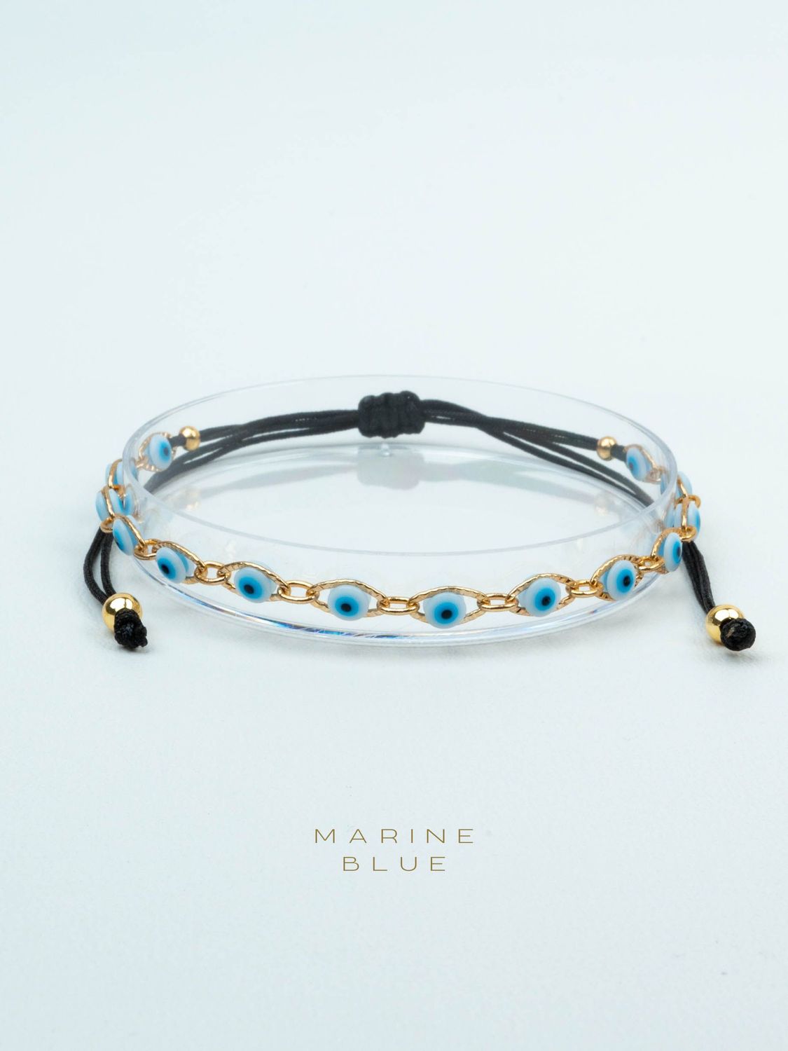 14 Steps Evil Eye Charm Bracelet - Handmade Anklet, Color: Nocturnal Black