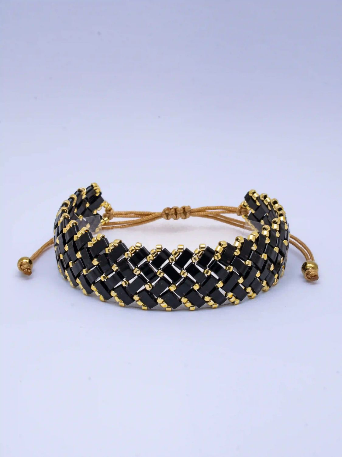 Pont du Gard Handmade Bracelet - Beaded Bracelet, Color: Nocturnal Black