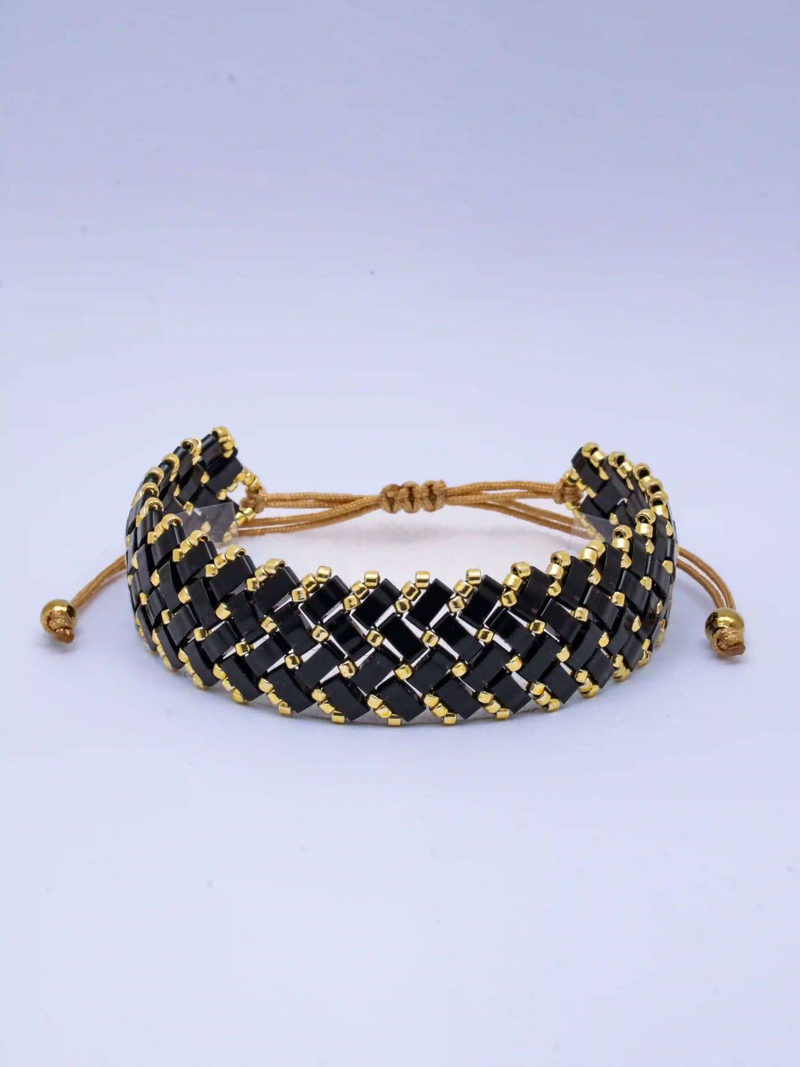 Pont du Gard Handmade Bracelet - Beaded Bracelet, Color: Nocturnal Black