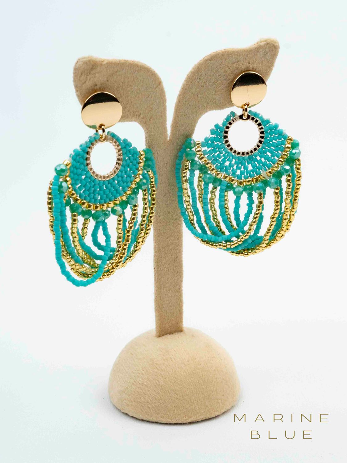 Solo Loom Beaded Earrings - Stainless Steel Earrings, Color: Arctic Rust