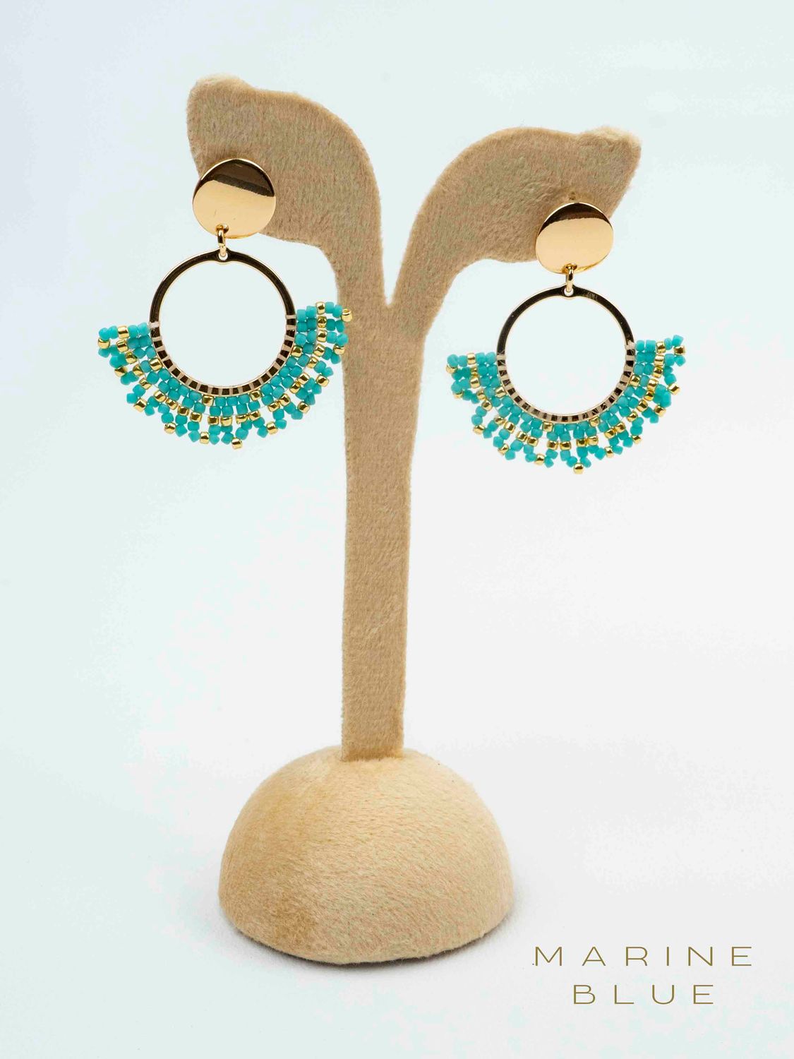 Solo Crest Beaded Earrings - Stainless Steel Earrings, Color: Arctic Rust