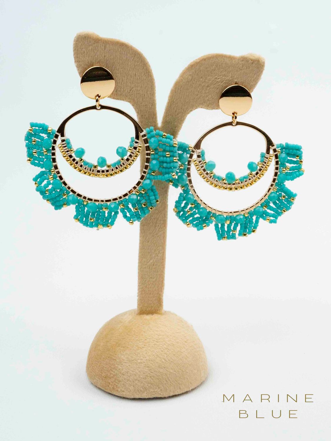 Solo Frill Beaded Earrings - Stainless Steel Earrings, Color: Arctic Rust
