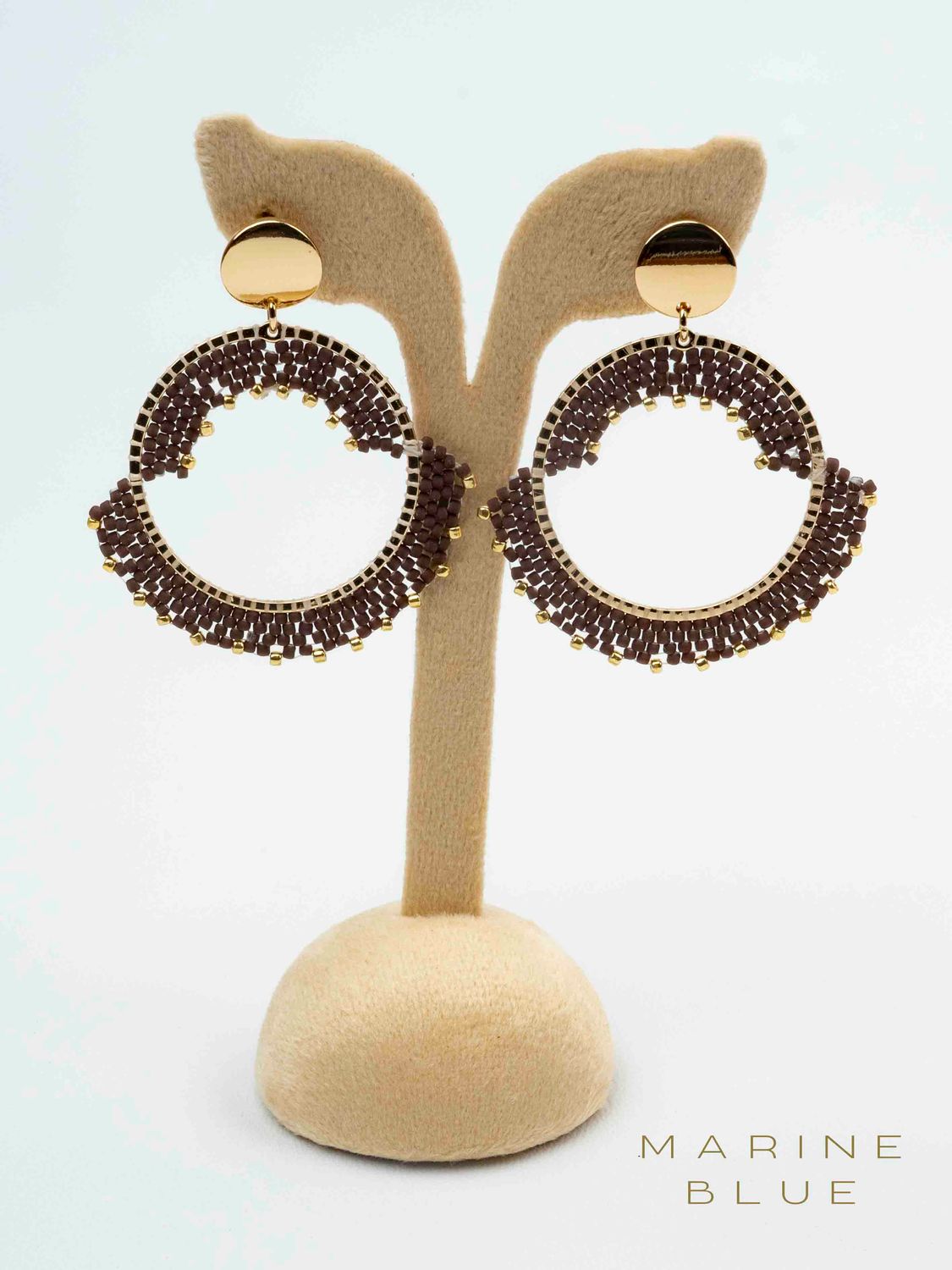 Solo Nest Beaded Earrings - Stainless Steel Earrings, Color: Cinnamon Latte
