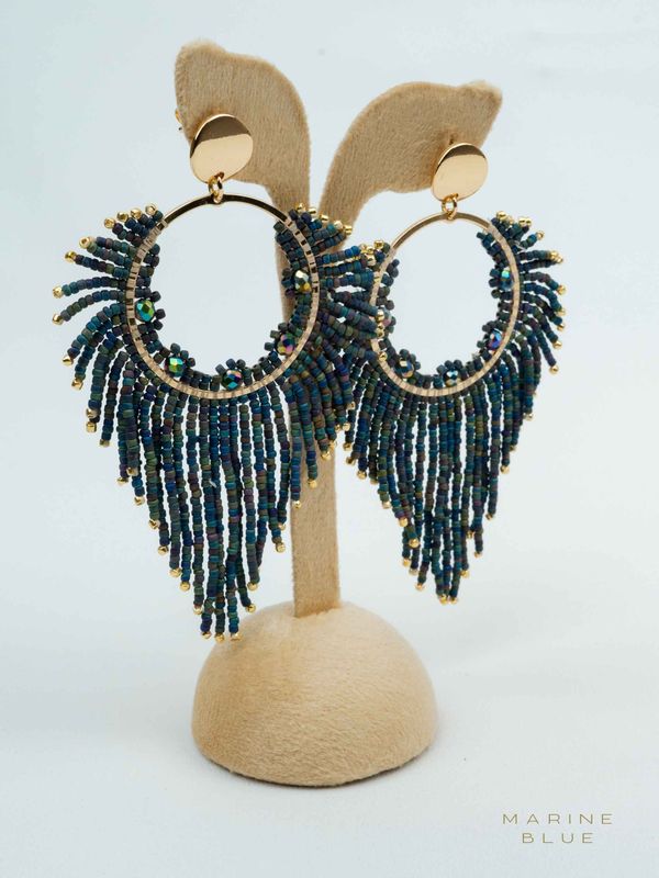 Solo Peacock Beaded Earrings - Stainless Steel Earrings