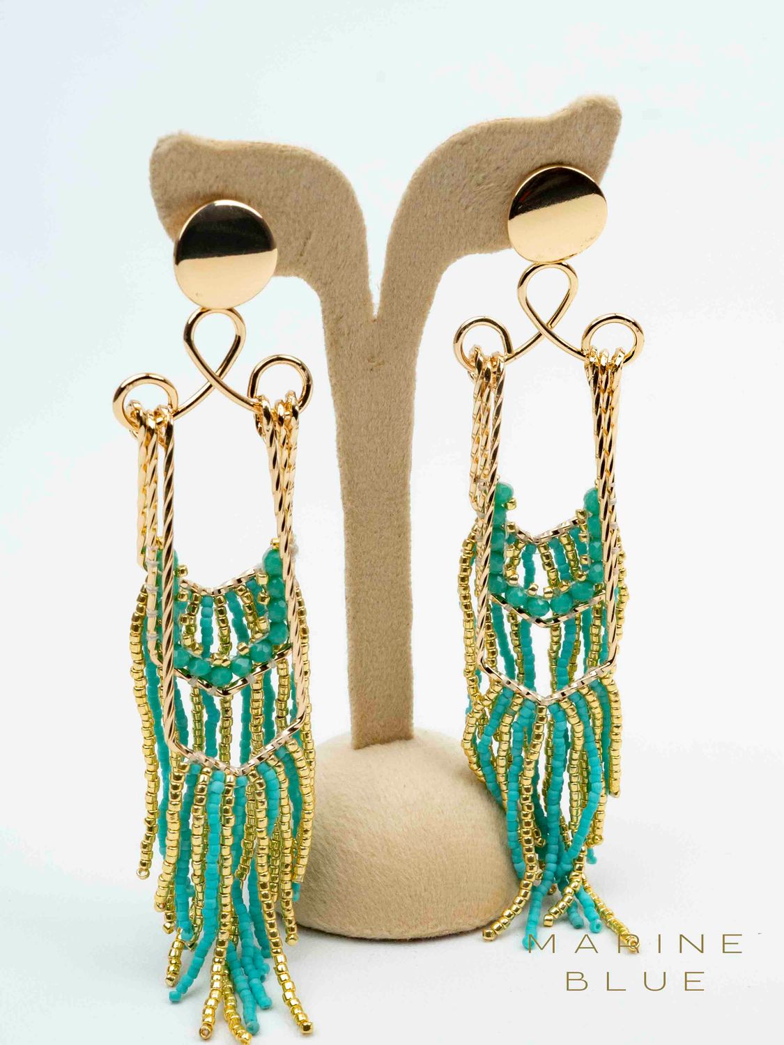 Solo Wishbone Beaded Earrings - Stainless Steel Earrings, Color: Arctic Rust