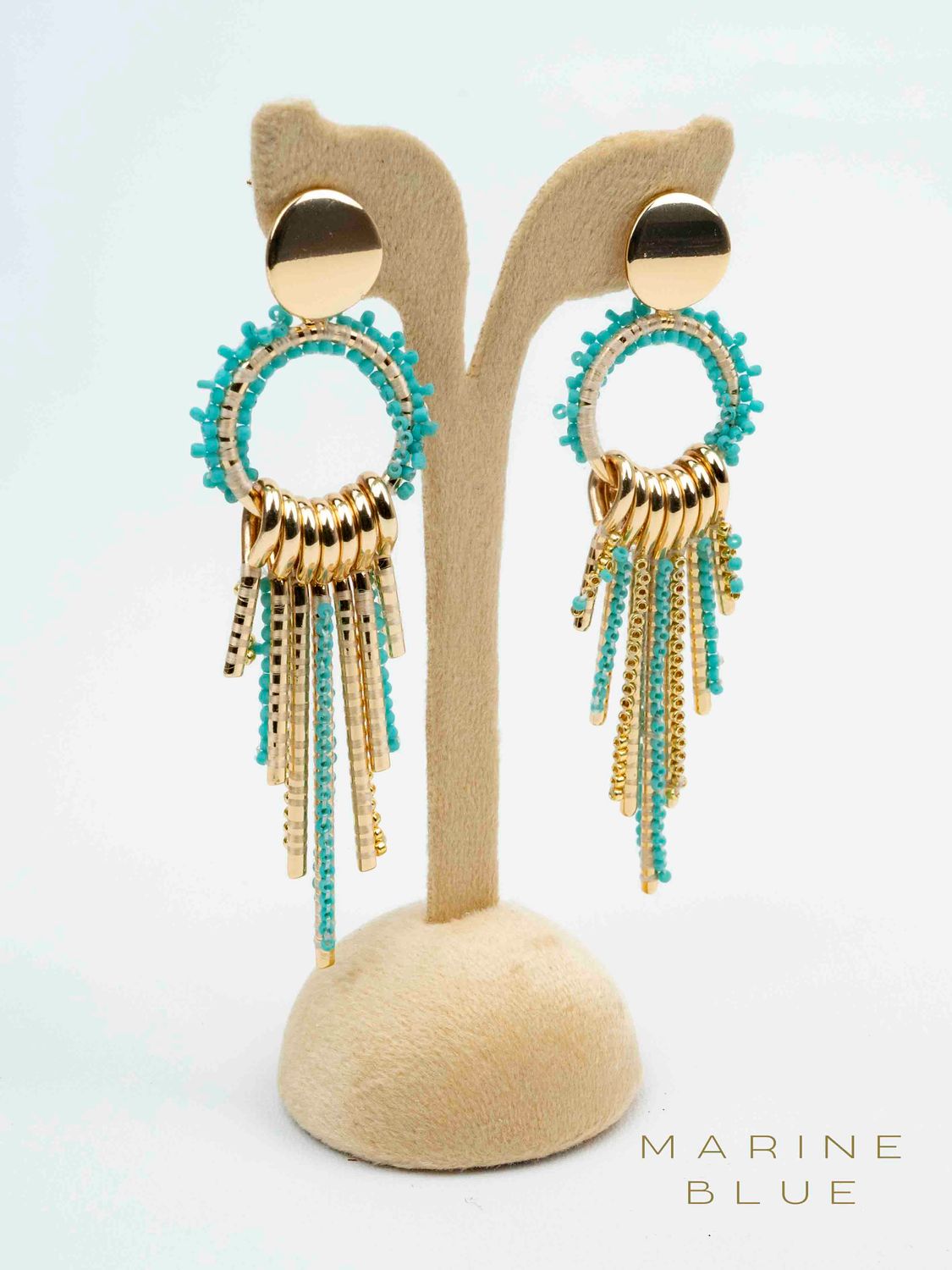 Solo Shahmaran Beaded Earrings - Stainless Steel Earrings, Color: Arctic Rust