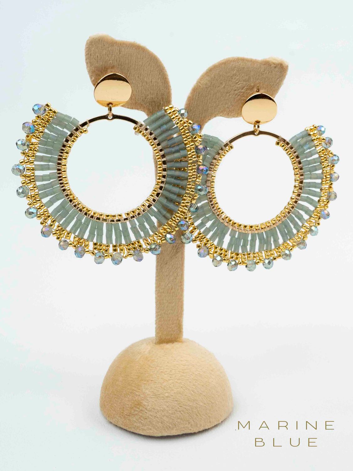 Solo Gaze Beaded Earrings - Stainless Steel Earrings, Color: Misty Moon