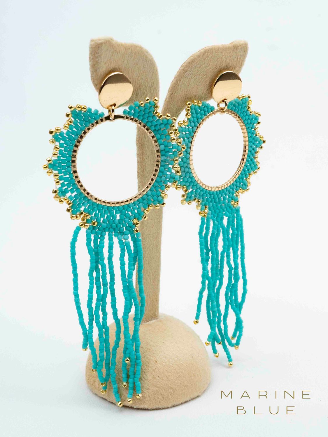 Solo Rain Beaded Earrings - Stainless Steel Earrings, Color: Arctic Rust