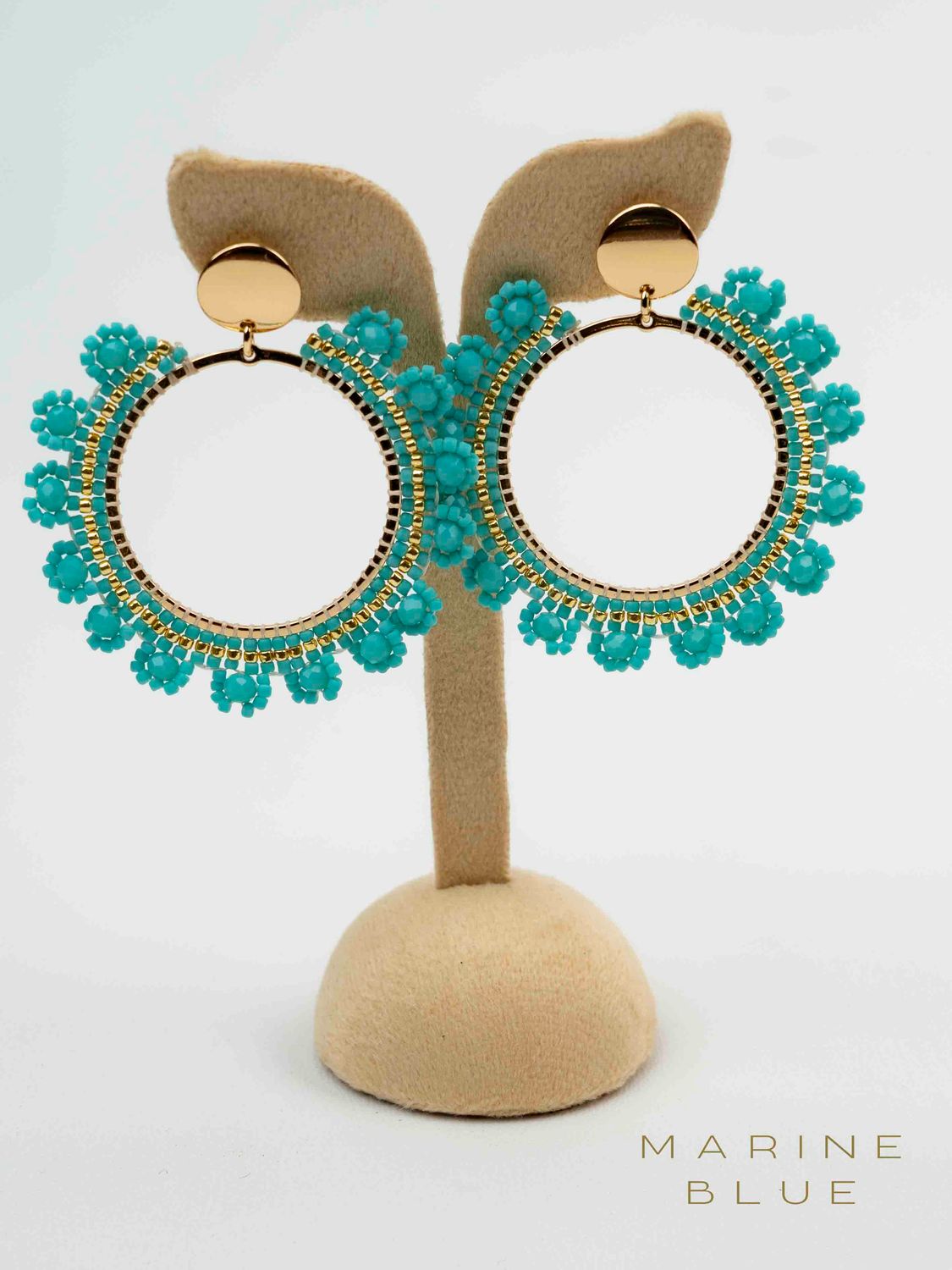 Solo Halo Beaded Earrings - Stainless Steel Earrings, Color: Arctic Rust