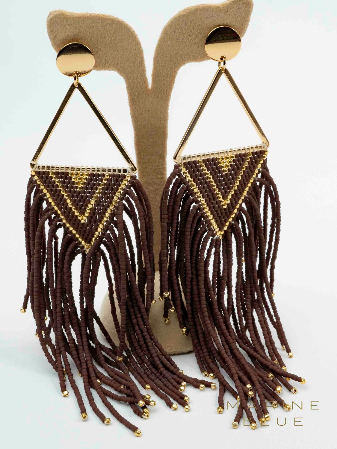 Solo Gust Beaded Earrings - Stainless Steel Earrings, Color: Cinnamon Latte