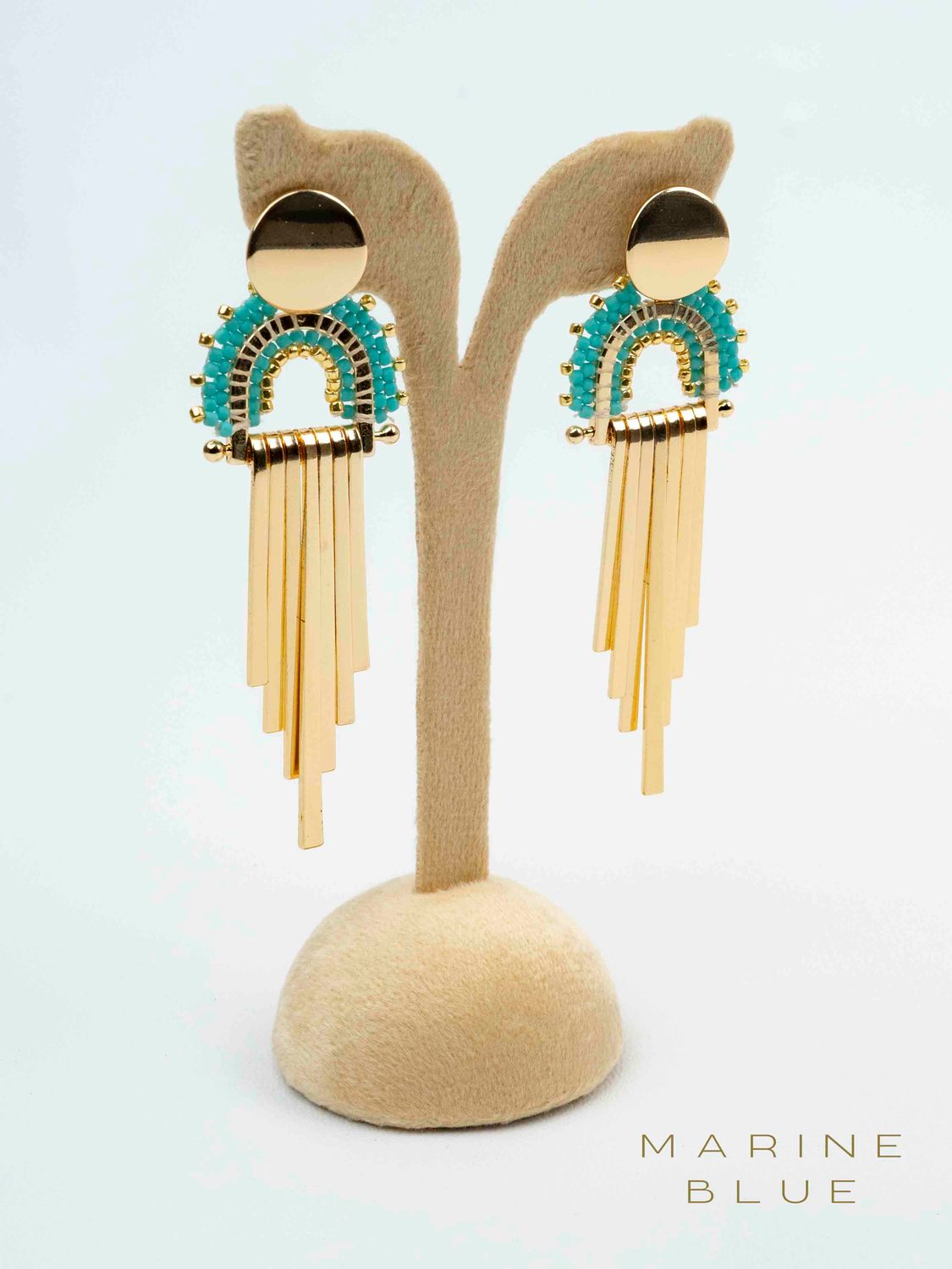 Solo Rainbow Beaded Earrings - Stainless Steel Earrings, Color: Arctic Rust