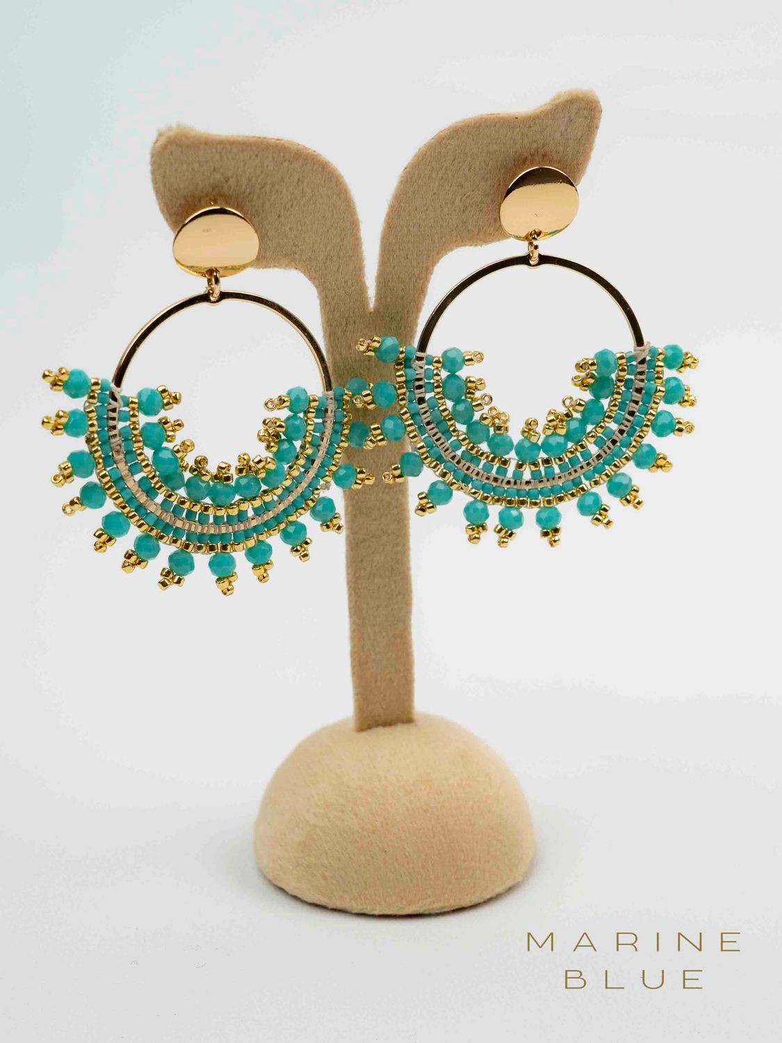 Solo Sunburst Beaded Earrings - Stainless Steel Earrings, Color: Arctic Rust